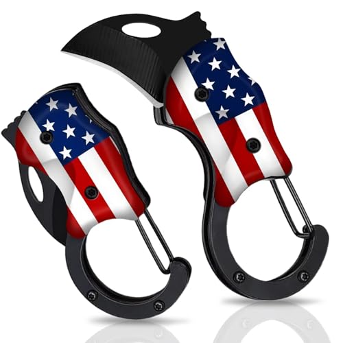 DTKDJCHC American Flag Pocket Knife for Man Women Black Knife Pocket Mini Box Cutter,Cool Folding Utility Knives for Man EDC Box Cutter Small Knives for Cutting Rope Packages Mini Cool Gadgets