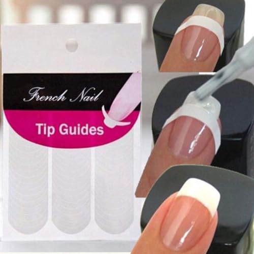 240 Pcs White Nail Sticker, Manicure Nail Art Tips Form Guide Sticker Edge Tape DIY Stencil Tool Stickers Decals