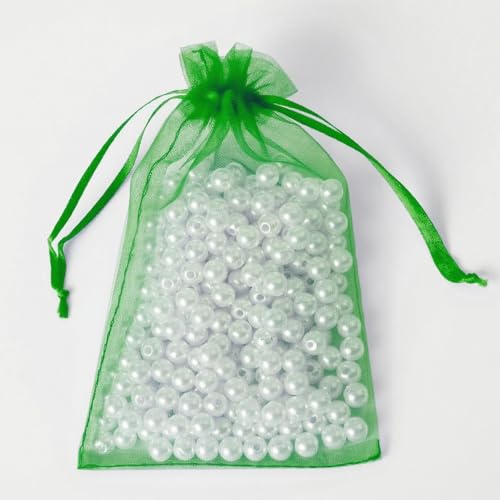 Image of YHJZ 100PCS Dark Green Organza Bags, 4x6 Inch Small Mesh Bags Drawstring, Jewelry Gift Bags for Birthday Party, Treats, Wedding