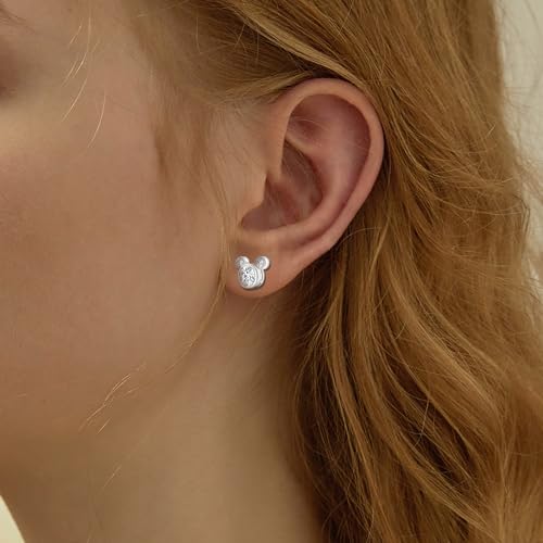 Mouse Earrings Sterling Silver Cute Animal Stud Earrings for Women Hypoallergenic Cubic Zirconia Lovely Earring for Sister2