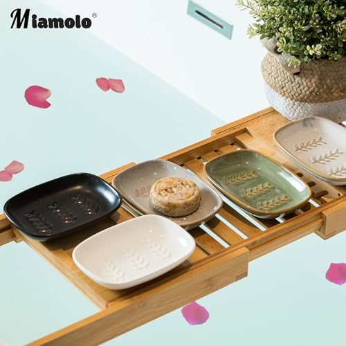 Miamolo Soap Dish Soap Holder Shower, Ceramic Soap Dishes for Bar Soap Sponge, Shower Soap Dish Soap Saver Tray for Bathroom Kitchen Sink, Easy to Clean - Thumbnail 7