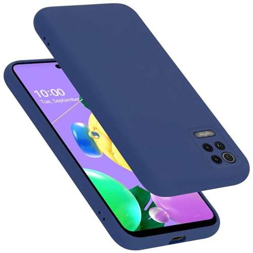 Cadorabo Hülle kompatibel mit LG K52 / K62 / Q52 Hülle Silikon Handyhülle für K52 / K62 / Q52 Hülle aus flüssigem Silikon- Kratzfeste & stoßfeste dünne TPU Schutzhülle - Liquid BLAU