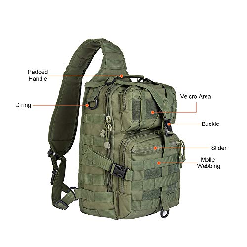 Haomuk Tactical Sling Bag Pack Military Rover Shoulder Sling Backpack Edc Molle Assault Range Bag. #TOP3