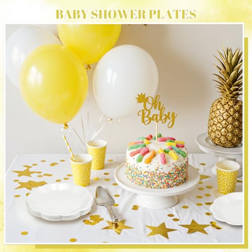 Image of NatNarr 30 Pcs White Paper Plates 7 Inch Scalloped Small Dessert Plates | Wedding Plate Disposable Cute Cake Plate for Party Wedding Bridal & Baby Shower Birthday