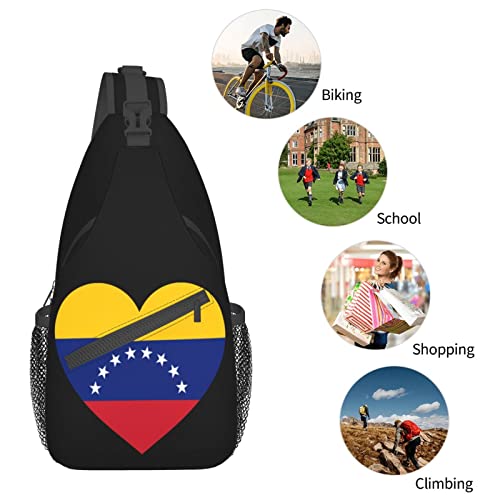 Mochila cruzada unisex Love Venezuela negra miniatura 7