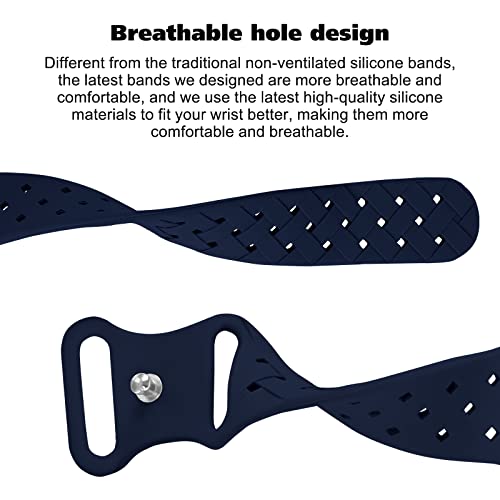 Image of Silicone Braided Weave Bands Compatible with Apple Watch 38mm 40mm 41mm 42mm 44mm 46mm 45mm 49mm, Replacement Sport Breathable Strap for iWatch Series 11 /10 /9 /8 /7 /6 /5 /4 /3 /2 /1 Ultra SE Women Men, Navy Blue
