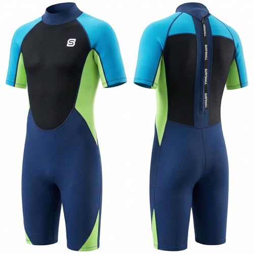 Summshall Neoprenanzug Kinder, 2.5mm Neopren Kinder Neoprenanzug Jugend Kurz Lang Wärmender Neoprenanzüge Thermal Badeanzug für Mädchen und Jungen zum Tauchen, Schwimmen, Surfen