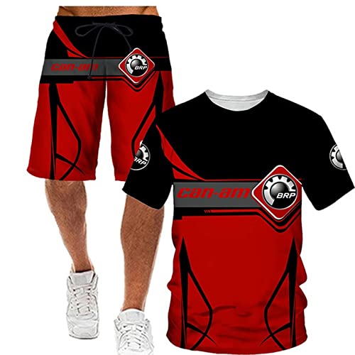 DKDAHIO Ensemble de Survêtement pour Hommes T-Shirts et Shorts pour Can-am 3D Short à Manches Courtes Jogging Décontracté T-Shirt Haut Costume 2 pièces Ensemble-J||XL