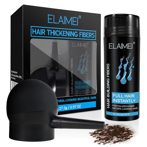 Thinning Dark Brown, Building Fibers for Men and Women with Spray Applicator, Hair Building Fibers Refill Thicker Hair in 15 Seconds.