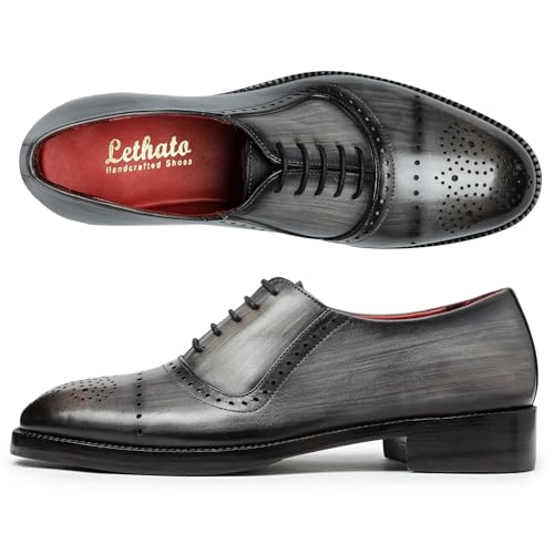 Image of Lethato Wingtip Brogue Oxford Handcrafted Men's Genuine Leather Lace up Dress Shoes