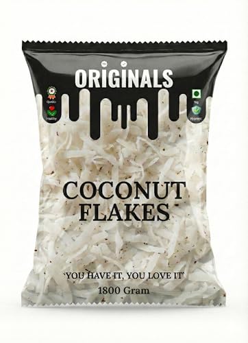 Image of ORIGINALS Premium Coconut Flakes (नारियल लच्छा) 1800g Freshly Shredded Sun-Dried Fresh Aromatic & Nutrient-Rich Ideal for Baking Sweets & Garnishing