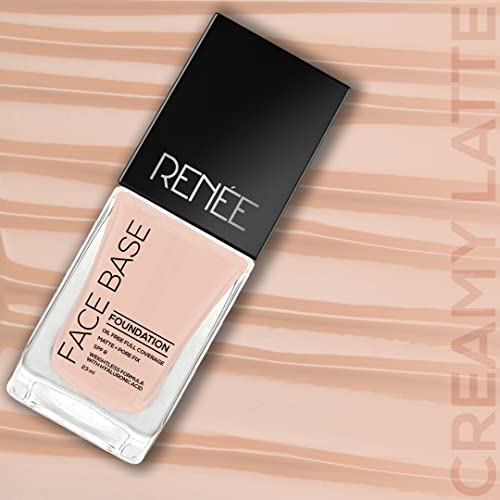 Image of RENEE Face Base Liquid Foundation - Creamy Latte, 23ml | Enriched with Hyaluronic Acid & Vitamin E, Provides SPF 8 Protection, Weightless, Long-lasting Matte Finish