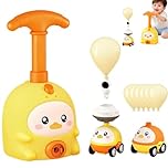 Animal Air Powered Balloon Car Toy, Animal Balloon Car Toy, Balloon Car Toys Pump Set for Kids, Balloon Launcher Toys with 2 Cars, Balloon Powered Cars, STEM Educational Toys for Boys Girls (Yellow)