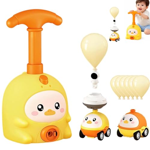 Animal Air Powered Balloon Car Toy Animal Balloon Car Toy Balloon Car Toys Pump Set for Kids Balloon Launcher Toys with 2 Cars Balloon Powered Cars STEM Educational Toys for Boys Girls (Yellow)