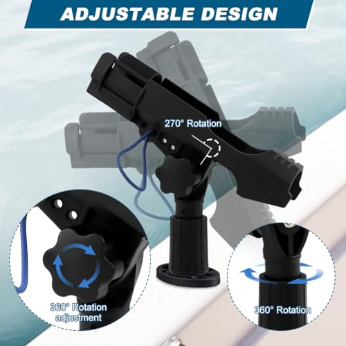 2pack Fishing Rod Holders for Boat, Kayak Fishing Rod Holder Boat Fishings Pole Holders for Track Mount/Deck Mount, Fishings Gear Accessories for Kayak, Canoe, Boat(Color:Black) by Frandilo - Used condition - Image 5