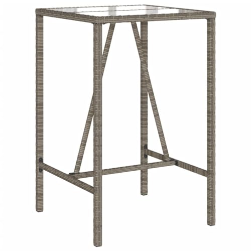 Mesa de bar de jardín gris de 70x70x110 cm resistente para balcón exterior 8