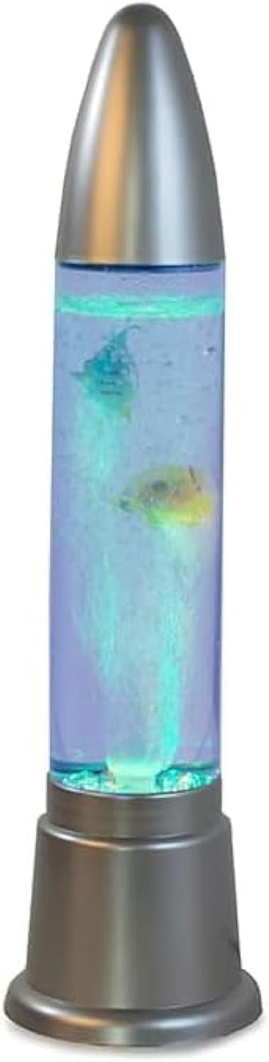 Elterazone Magma Lamp Light, Glass Aqua Bubble Tube Fish Lamp, Rocket Shaped |19 In/50 Cm|, Colour Changing LED Artificial Aquarium with Colourful Fish