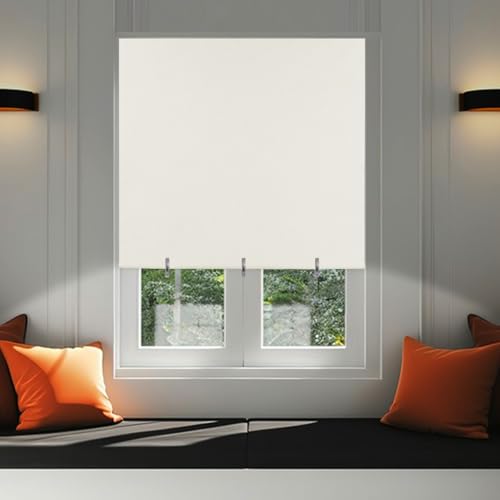 Blackout Blinds Stick on No Drill Cut to Size Roll up Adjustable Window Blind Self Adhesive Portable Temporary Black Out Curtains for Bedroom Kitchen Bathroom Windows French Doors