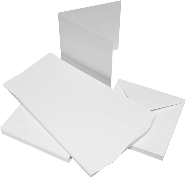 Craft UK 50 White Cards & Envelopes 6 x 6, Card, 60 x 91 x 3.81 cm