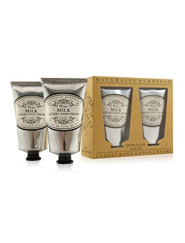 Naturally European - Luxury Hand & Foot Cream Gift Set (Milk), Enriched with 20% Shea Butter - 2 x 75 ml / 2.53 fl oz