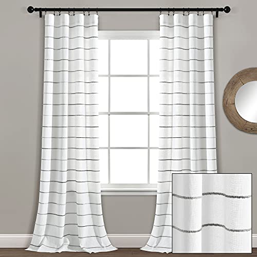Lush Decor Ombre Stripe Yarn Dyed Cotton Window Curtains Panel Pair, 40" W X 108" L, Grey #TOP7