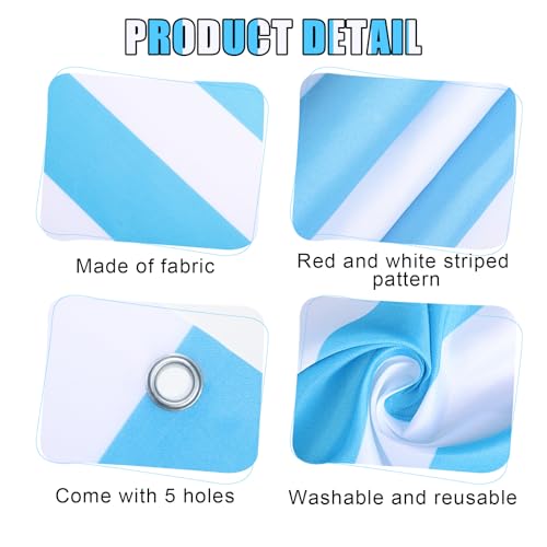 Image of Preboun 3 Pcs Carnival Awning Decorations Tent Circus Hanging Decorations Carnival Banner Concession Stand Sign Canopy Awning for Pirate Summer Party, 9.84''x78.74'' (Blue and White)