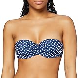 Marca Amazon Iris & Lilly Parte de Arriba de Bikini Bandeau Mujer, Azul Marino, Topos, 40