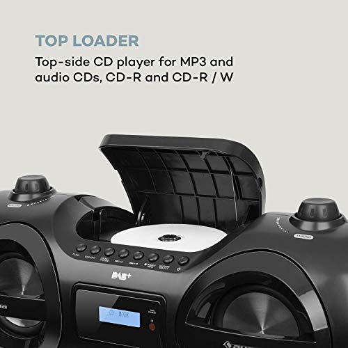 auna Soundblaster DAB Boombox Ghettoblaster, Bluetooth, Top-Loading CD-Player, SD/USB-Ports, MP3, DAB+ / UKW-Radio, Music2Light: LED-Disco-Effekt / 7 Farben/Farbwechsel-Modus, schwarz – Bild 8