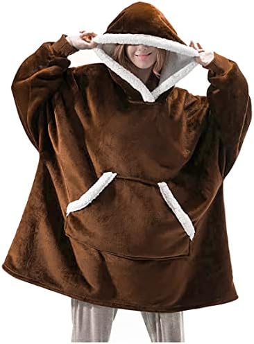 MUYOGRT Oversized Blanket Hoodie Fleece Fluffy Wearable Blanket Snuggle Hoodie Warm Hooded Sweatshirt Comfortable Blanket Hoody for Men Women