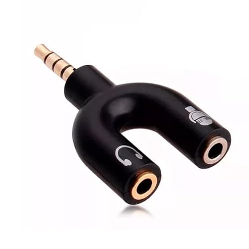 Conector P3 Para Fone Adaptador Splitter 2 Entradas Fone Microfone Preto
