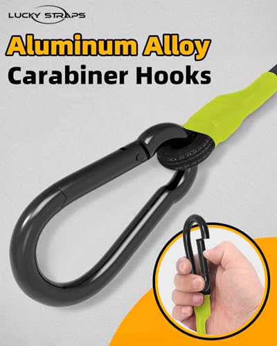 Image of 8 Pcs 48 Inch Carabiner Bungee Cord with Aluminum Alloy Hooks, Black Bungee Straps with Superior Elasticity & Excellent UV Protection for Luggage Rack, Cargo, Hand Carts, Bike, Camping, Outdoor
