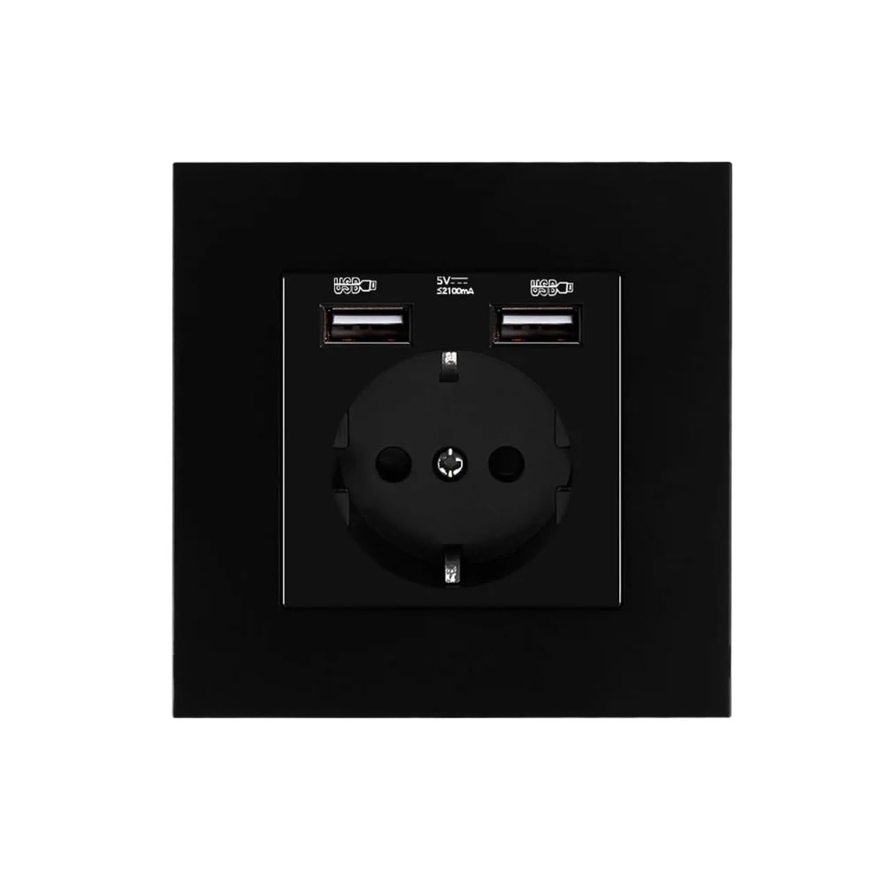 Wall USB Power Socket, Many Style Panel, Bedroom Socket,AC 110V-250V 16A Wall Embedded, Double USB EU Standard Outlet(White (No USB))