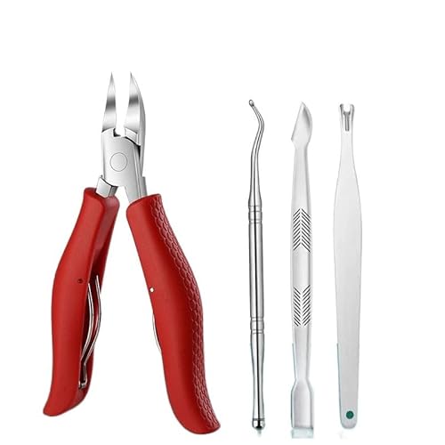 CNHKAU 2/4/7 unids/set Kit de manicura encarnadas uñas encarnadas eliminación de uñas de los pies cortapelos corrector de uñas herramienta de pedicura de pie (color: 4 unids-rojo) Cover