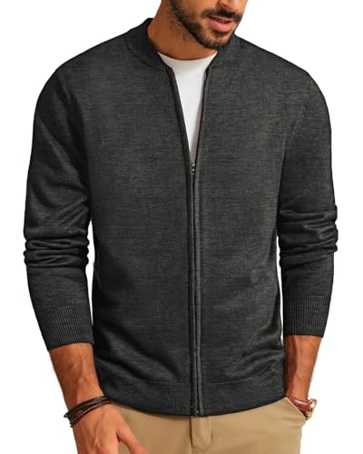Cardigan decontracte a fermeture eclair integrale pour homme ajusté