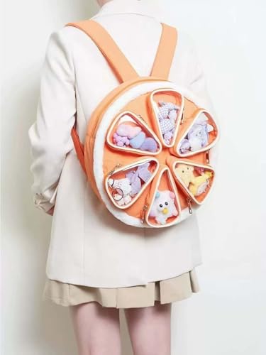 Orange ita bag Citrus Backpack with 7 Compartments, 14 inch Diameter, Clear Display Sections for Collectibles2