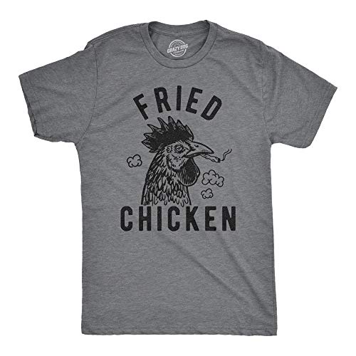 T-shirt poulet frit humour 420 pour homme gris anthracite en coton taille L