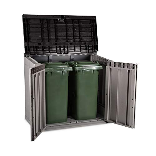Toomax Stora Way All-Weather Outdoor Horizontal 4.25' x 2.5' Storage Shed Cabinet for Trash Cans, Garden Tools, and Yard Equipment, Taupe Gray/Brown - Thumbnail 5
