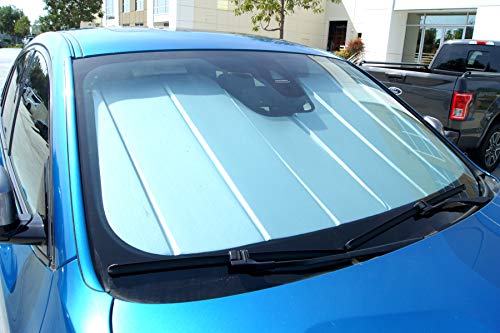 Image of SS-006-L Custom Fit Car Windshield Sun Shade Protector, Sunshade Visor Leatherette Like & Grey Felt Finish 1-pc Set Compatible with 2013-2020 Audi A3 Sportback Hatchback