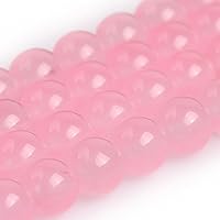 Vista 2 de JOE FOREMAN Cuentas redondas de piedra natural de jade rosa de 0.315 pulgadas para hacer joyas, cuentas de 15 pulgadas, piedras semipreciosas