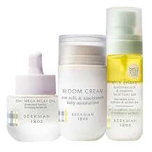 Beekman 1802 Goat Milk Glow Routine Oh! Mega Milky Facial Oil + Bloom Cream Face Moisturizer + Milk Shake Mini Hydrating Face Mist