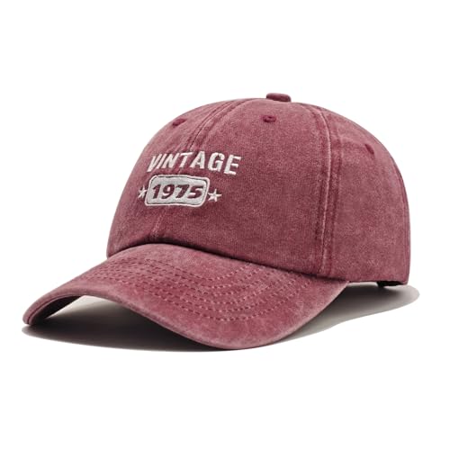 Image of 50th Birthday Gift for Her Him, Happy 50th Birthday Decorations Men Women, Woman 50th Birthday Gift Ideas, Vintage 1975 Birthday Baseball Caps Adjustable, Washed Cotton Hats for Mom Wife Girlfriend
