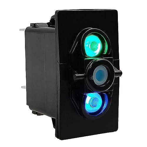 Image of Dual Led Up Green & Down Blue 5 Pin (ON)-Off SPST Momentary Rocker Switch Base for ARB /Carling Auto Marine Boat Dashboard Switch Replacement 12V /24V IP68