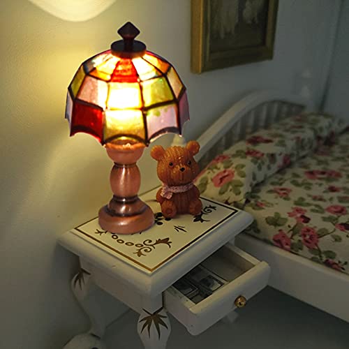 Tnfeeon Puppenhaus-Schreibtischlampe, Retro-Puppenhaus-LED-Schreibtischlampe FüR 1:12 Miniatur-Puppenhaus – Bild 5