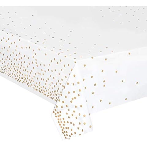 hapray 4 Pack Plastic Tablecloths for Rectangle Tables, Waterproof Disposable Party Table Cloths with Gold Dot, Rectangular Table Covers for Decorations, Baby Shower, Birthday, Wedding, New Year Cover