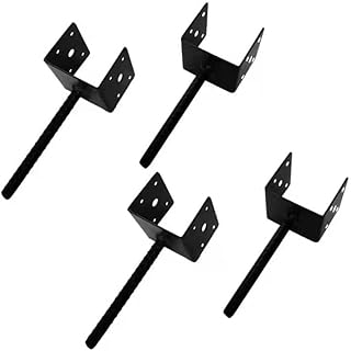 4 Pack U Shape Fence Post Holder 6x6 Post Anchor Concrete for 5.5x5.5 Inches Wood Posts Concrete Post Anchor Deck Post Base Black