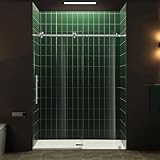 Woodbridge 57.5-60" W x 80" H Frameless Single Sliding Soft-Close Shower Door with Tempered Glass & Explosion Proof Film in Chrome Finish