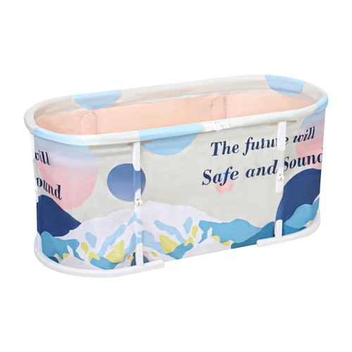 Faltbare Badewanne für Erwachsene, freistehende tragbare Badewannes mit stabilem Kunststoffrahmen, zusammenklappbare Familien-Spa-Badewanne für Dusche, Eisbad (bunt)