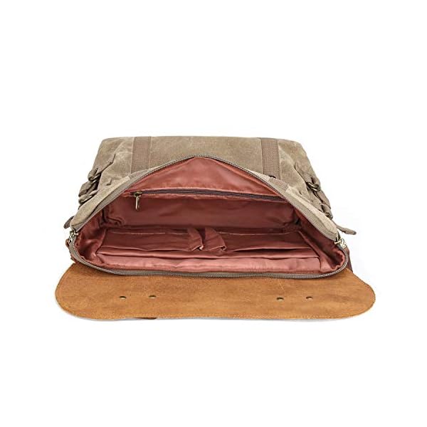 Neuleben Wasserdicht Kameratasche Fototasche aus gewachstem Canvas Leder Vintage Umhängetasche Messenger Bag für DSLR Kamera Zwei Objektive (Dunkelgrau) – Bild 5