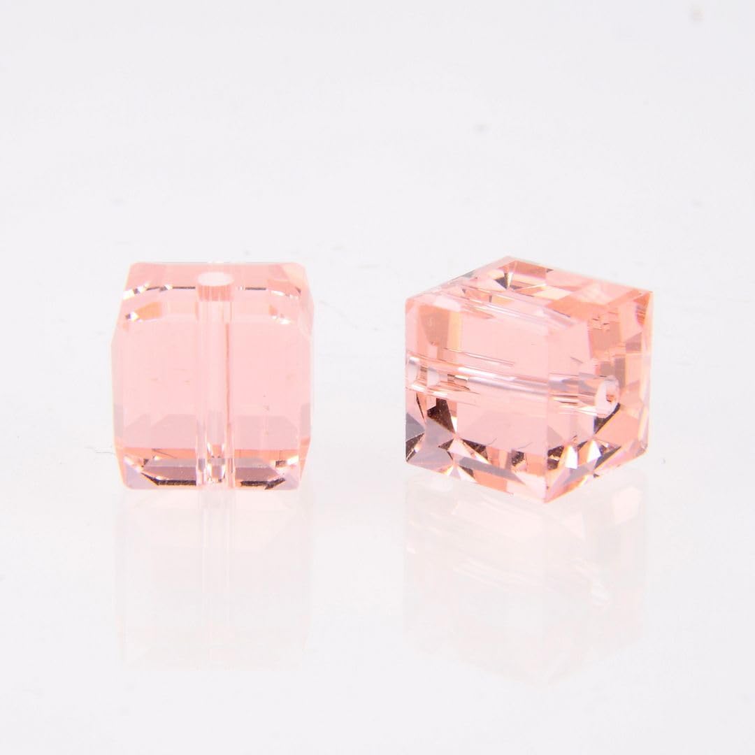 100pcs Adabele Austrian 8mm Faceted Loose Cube Crystal Beads Light Padparadscha Pink Compatible with Swarovski Crystals Preciosa 5601 SSC830