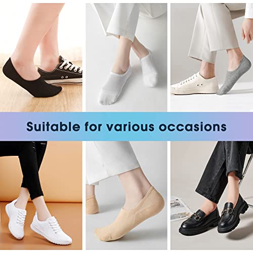 Image of SIXDAYSOX Womens No Show Socks - 4-8 Pairs, Low Cut, Non-Slip, Invisible Cotton Liner